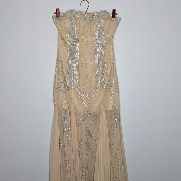 Vintage Landa cream beaded sequin prom evening special occasion dress 4 - Picture 2 of 15